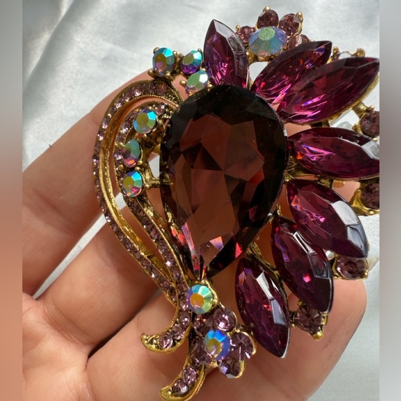 Anthropologe unique lux dark red and gold color Brooch - Picture 5 of 8